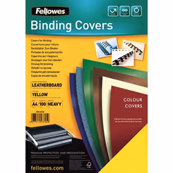 Fellowes Couvertures Delta Grain Cuir Certifiées FSC, A4, Papier, Jaune, 208 mm, 1 mm, 298 mm