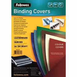 Fellowes Couvertures Delta Grain Cuir Certifiées FSC, A4, Papier, Rouge, 210 mm, 298 mm, 1 mm
