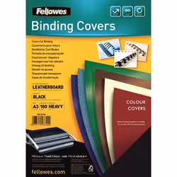 Fellowes Couvertures Delta Grain Cuir Certifiées FSC, A3, Papier, Noir, 420 mm, 296 mm, 1 mm