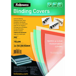 Fellowes 5377001 matériel de reliure A4 Plastique, PVC Transparent, Jaune 100 pièce(s)
