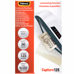 Fellowes Pochettes brillantes pour cartes 125 microns 54x86mm, Transparent, Brillant, 0,125 mm, 86 mm, 1 mm, 54 mm