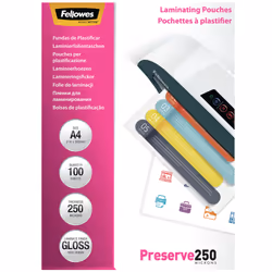 Fellowes Pochettes brillantes A4 250 microns - Paquet de 100