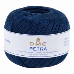 Pelote de laine - 100% coton - Bleu - 5823 - DMC - Petra - Longues fibres