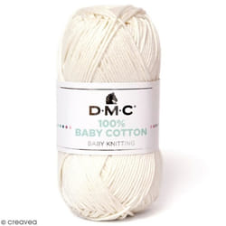 Fil à tricoter - DMC - Baby Cotton - 50 g - 100% coton - Blanc Ivoire