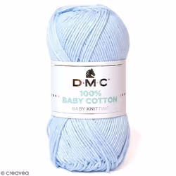 Fil à tricoter - DMC - Baby Cotton - 50 g - 100% coton - Couleur Bleu Layette