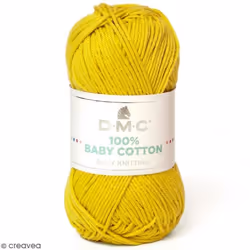 Fil à tricoter DMC - Baby Cotton - 50 g - Jaune Pâle - 100% coton - Idéal pour le tricot et le crochet