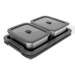 Weber 3400220 boîte hermétique alimentaire Rectangulaire contenant Noir, Acier inoxydable 2 pièce(s)