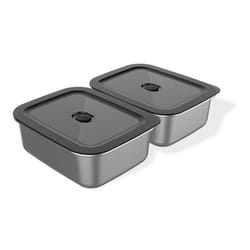 Weber 3400260 boîte hermétique alimentaire Rectangulaire contenant Noir, Acier inoxydable 2 pièce(s)