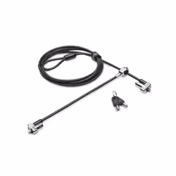 Kensington N17 Keyed Dual Head Laptop Lock for Wedge-Shaped Slots, 1,83 m, Kensington, Clé, Acier au carbone, Noir, Argent