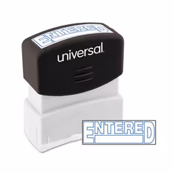 Universal UNV10052, Pré-encré, Tampon professionnel, 43 x 14 mm, Noir, Blanc, Plastique, Bleu