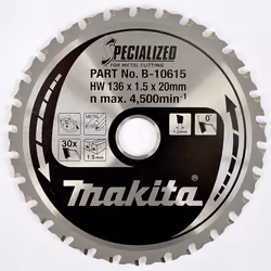 Lame de scie pour le métal Makita; 136x1,5x20,0 mm; Z30; 0°