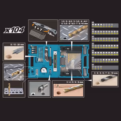 104 pièces ensemble d'accessoires Makita D-31778