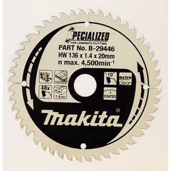 Lame de scie pour stratifié Makita; 136x1,4x20,0 mm; Z48; 10°