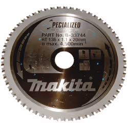 LAME CARBURE INOX/METAL SPE MET+BATT 136X20MM 56D MAKITA B-33744LAME CARBURE INOX/METAL SPE MET+BATT 136X20MM 56D