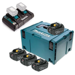Pack 4 batteries lxt 18v 4.0Ah Makita chargeur double - MakPac -197503-4