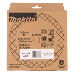 Disque d'affûtage Makita B-51948; 205x19x15,88 mm