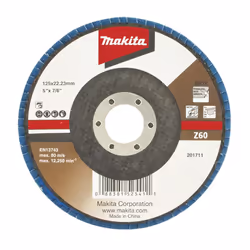 Makita D-63797, Disque abrasif, Moyeu plat, Makita, 2,22 cm, 12,5 cm, 80 m/s