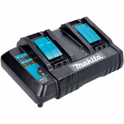 Description générale Le chargeur double Makita DC18SH est conçu pour recharger simultanément deux batteries 14,4 V ou 18 V, o ...