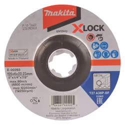 Makita E-00393, Disque abrasif, Métal, Makita, 2,22 cm, 12,5 cm, 6 mm