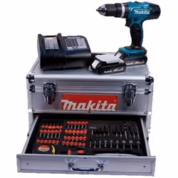 Perceuse à percussion sans fil Makita DHP453SYEX; 18 V; 2x1,5 Ah accu. + 73 accessoires