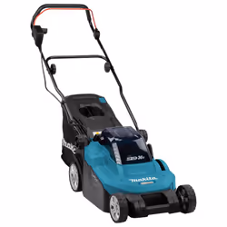 Makita DLM382CM2 tondeuse à gazon Marcher derrière un tracteur tondeuse Batterie Noir, Bleu
