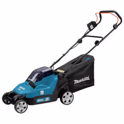 Makita DLM382CM2 tondeuse à gazon Marcher derrière un tracteur tondeuse Batterie Noir, Bleu