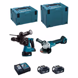 Kit délectroportatifs - MAKITA - DLX2125TJ1 - 18V - 2 batteries 5Ah - Mini-Meuleuse et Perfo-Burineur