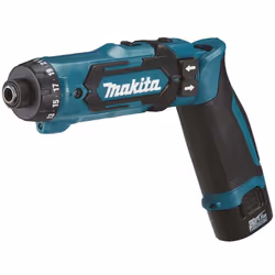Tournevis Makita DF012DSJ; 7,2 V; 2x1,5 Ah accu.