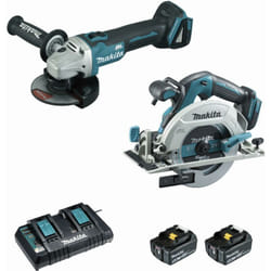 Makita - Ensemble de 2 machines 18 v Li-Ion 5 Ah Scie DHS680 + Meuleuse DGA506 - 2 batteries, chargeur, coffret - DLX2277PTJ