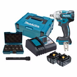 Makita DTW285RTJX, Visseuse à percussion, Poignée de pistolet, Noir, Bleu, 3500, 2600, 1800 tr/min, 280 N·m
