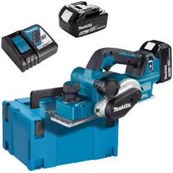 Rabot 18V LXT 82 mm - MAKITA - avec 2 batteries 18V 5.0Ah - chargeur - MakPak - DKP181RTJ - En option : AWS (Auto-start Wirel ...