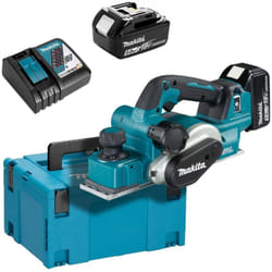Rabot 18V lxt 82 mm Makita avec 2 batteries 18V 5.0Ah - chargeur - MakPak - DKP181RTJ