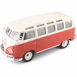 Voiture miniature - MAISTO - Volkswagen T1 Combi Samba M31956 - En métal - Rouge à léchelle 1/25ème