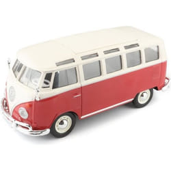 Voiture miniature - MAISTO - Volkswagen T1 Combi Samba M31956 - En métal - Rouge à léchelle 1/25ème