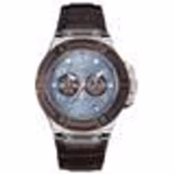 Montre Homme - Guess - W0040g10 - Cadran Bleu - Bracelet Cuir Marron - Style Sportif