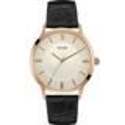 Montre - Guess - Escrow - Acier rosé - Cuir noir - Étanchéité 30m