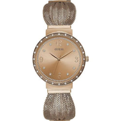 GUESS Chiffon Femme 36mm Bracelet Acier Inoxydable Rose Quartz Montre W1083L3