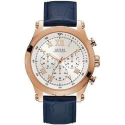 Montre - GUESS - W1105G4 - 46.5mm - Cuir Bleu - Cadran Blanc