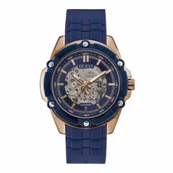 Montre Automatique - Guess - GW0061G3 - Or rose - Bleu - Résine/Silicone