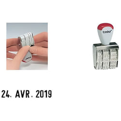 Tampon dateur français 1020 - TRODAT - empreinte 5 x 32 mm - mois en lettres - hauteur des caractères 5 mm