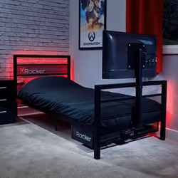 X Rocker 2020122, Lit de jeu, Simple standard, Rectangulaire, Métal, Noir, Taille enfant / adulte
