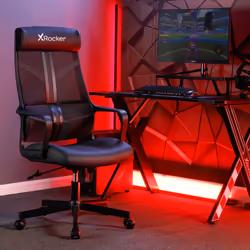 X Rocker 2023074, Siège de jeu sur PC, 110 kg, Siège rembourré, Dossier grillagé, Noir, Noir