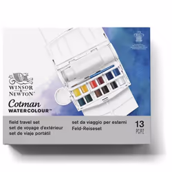 Coffret daquarelle Cotman Field Plus 12 demi-godets - WINSOR & NEWTON - pour peindre en extérieur