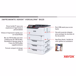 Xerox VersaLink Imprimante recto verso A4 61 ppm B620, PS3 PCL5e/6, 2 magasins 650 feuilles - Vue supplémentaire 11