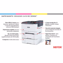 Xerox Imprimante recto verso A4 40 ppm C410, PS3 PCL5e/6, 2 magasins 251 feuilles - Vue supplémentaire 6