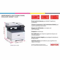 Xerox C325 copie/impression/numérisation/télécopie recto verso sans fil A4, 33 ppm, PS3 PCL5e/6, 2 magasins, 251 feuilles - Vue supplémentaire 6