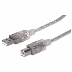 Manhattan 340458, 3 m, USB A, USB B, USB 2.0, Mâle/Mâle, Argent