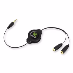 ReTrak EUCABLESPLIT, 3,5mm, Mâle, 3,5mm, Femelle, 1 m, Noir