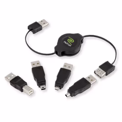 ReTrak EUCABLERU2M, 1 m, USB A, USB A, USB 2.0, Mâle/Femelle, Noir