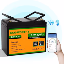 [Fonction Bluetooth améliorée] : batterie ECO-WORTHY LiFePO4 100 Ah 12 V avec fonction Bluetooth, vous pouvez voir les différ ...